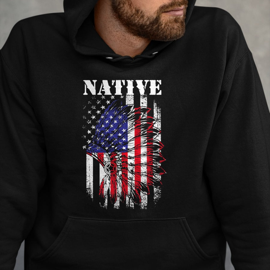 Native American T-Shirts, Vintage Native American Unisex T-Shirt/Hoodie/Sweatshirt HLT00 - Native American Flag Indigenous Native American Tribe T-Shirt (1)