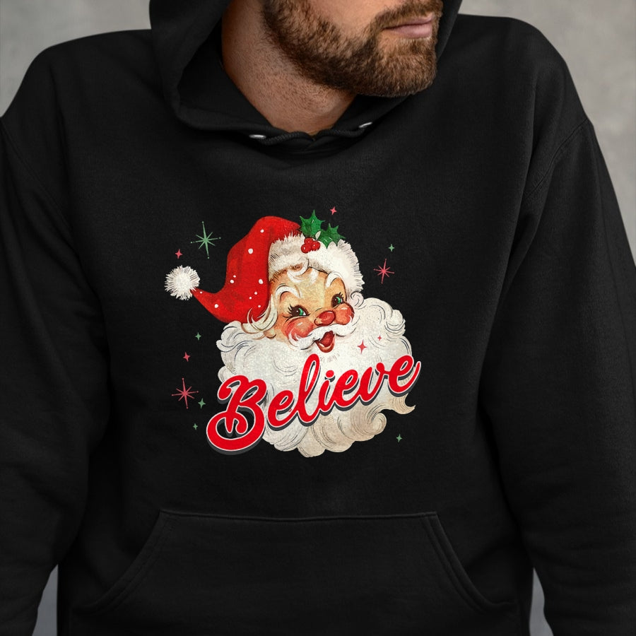 Vintage Santa Claus Believe Christmas Women Boys Girls T-Shirt - Christmas Unisex T-Shirt/Hoodie/Sweatshirt - NINA00