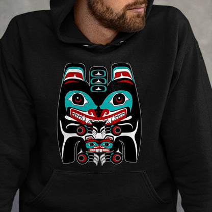 Native American T-Shirts, Vintage Native American Unisex T-Shirt/Hoodie/Sweatshirt HLT00 - Indigenous Alaska Native American Art Style Bear & Beaver T-Shirt