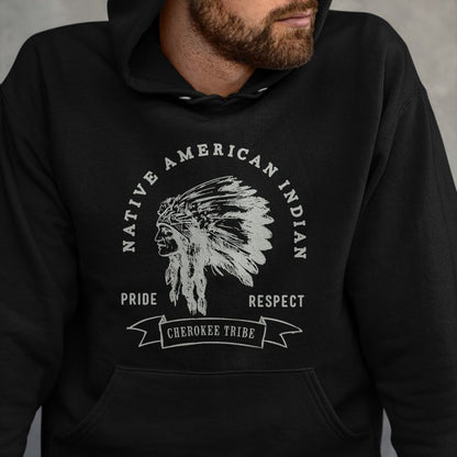 Native American T-Shirts, Vintage Native American Unisex T-Shirt/Hoodie/Sweatshirt HLT00 - American Flag - Cherokee Tribe Native American Indian Pride Respect Design T-Shirt (1)