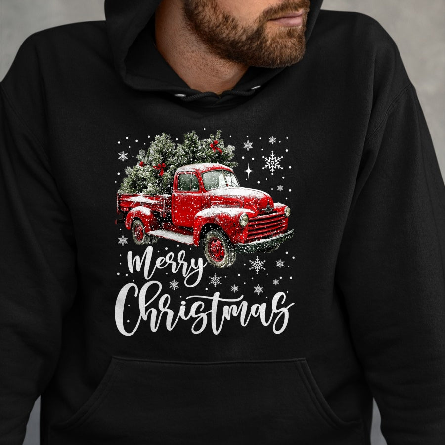 Merry Christmas Red Truck Family Matching Christmas Pajama T-Shirt - Christmas Unisex T-Shirt/Hoodie/Sweatshirt - NINA00
