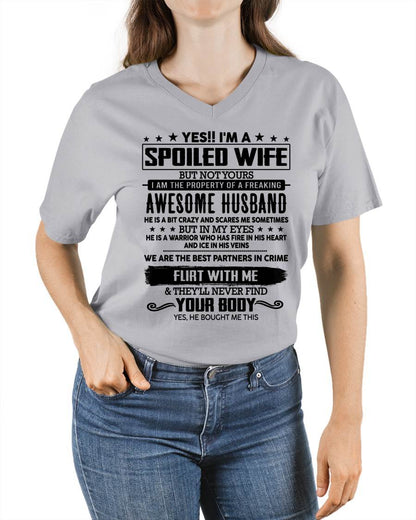 YES !! I'M A SPOILED WIFE - T SHIRT GIFT FROM HUSBAND - NINA00 (SKU2607-270-00)