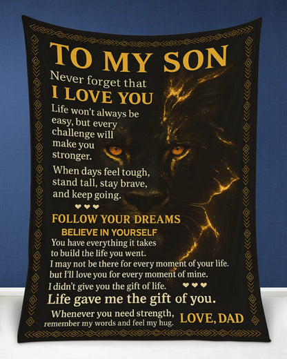 BLANKET FOR SON - GIFT FROM DAD - COMFORT & WARMTH GIFT NTTD00 (SKUB-DAD-DT01)