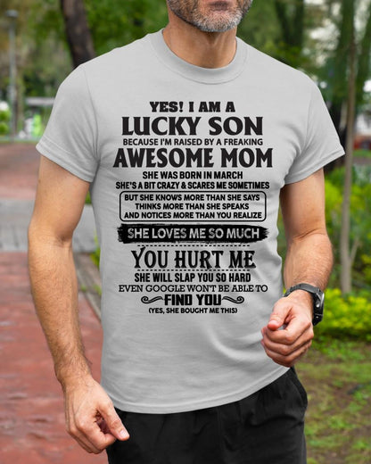 March - Yes! I'm A Lucky Son - Perfect Gift For Son From Mom - NINA03 (SKU-LKW-03)