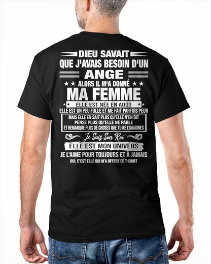 AOÛT - DIEU SAVAIT QUE J'AVAIS BESOIN D'UN ANGE - regalo perfetto per tuo marito o fidanzato - FR/NINA08 (SKU2606-280-08)