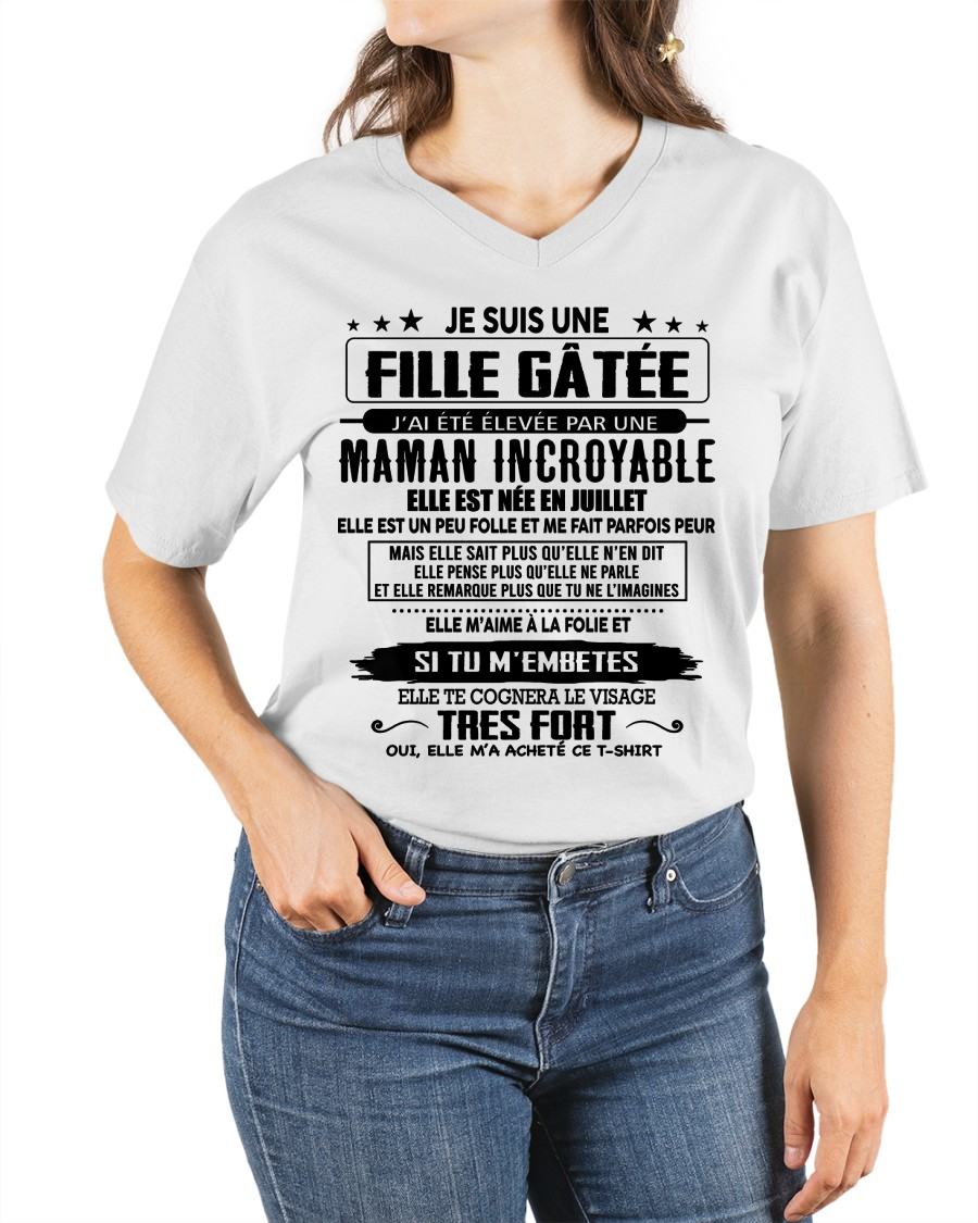JUILLET - T-SHIRT JE SUIS UNE FILLE CHANCEUSE – CADEAU TOUCHANT DE MAMAN INCROYABLE - frNINA07 (SKU26T-0190-07)