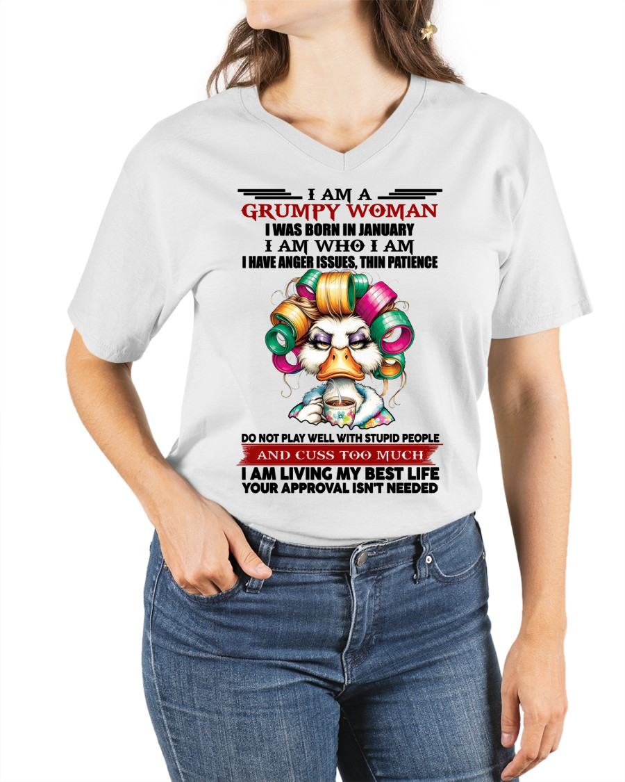 JANUARY - GRUMPY WOMAN - BIRTHDAY SHIRT FOR WOMEN - FMA / NINA01 (SKU26T-01-22-01)