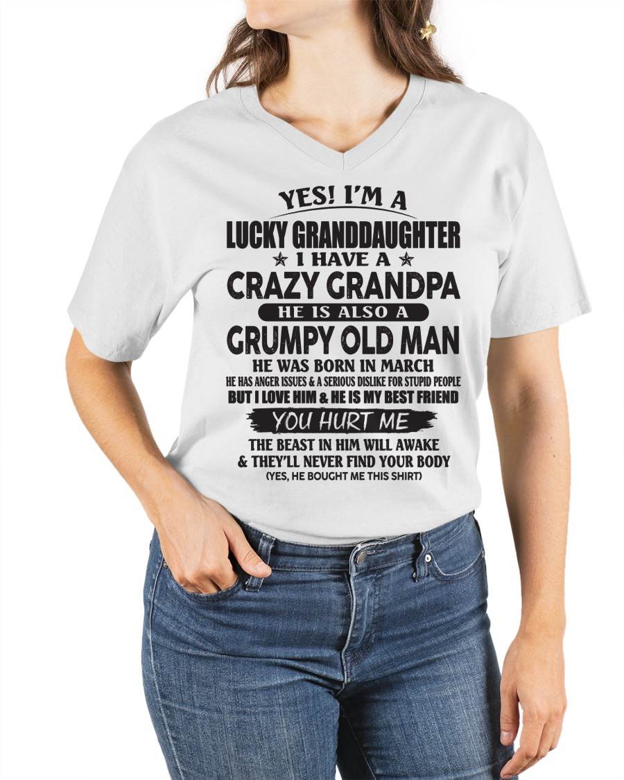 MARCH - LUCKY GRANDDAUGHTER OF CRAZY GRANDPA - PERFECT GIFT FOR YOUR GRANDDAUGHTER FROM GRANDPA - NINA03 (SKU10-150-03)