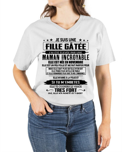 NOVEMBRE - T-SHIRT JE SUIS UNE FILLE CHANCEUSE – CADEAU TOUCHANT DE MAMAN INCROYABLE - frNINA11 (SKU26T-0190-11)