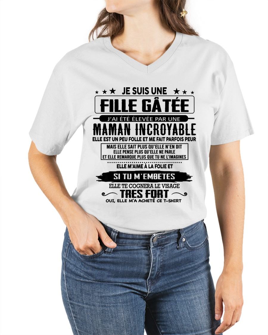 T-SHIRT JE SUIS UNE FILLE CHANCEUSE – CADEAU TOUCHANT DE MAMAN INCROYABLE - fr00 / NINA00 (SKU26T-0190-00)