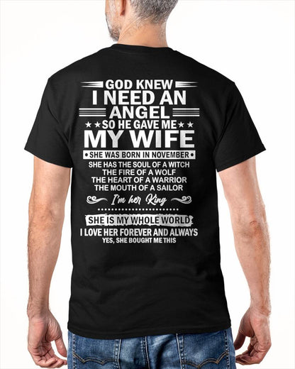 NOVEMBER - GOD KNEW I NEEDED AN ANGEL SO HE GAVE ME MY WIFE - FROM WIFE - NINA11 (SKU26T-01-51-11)