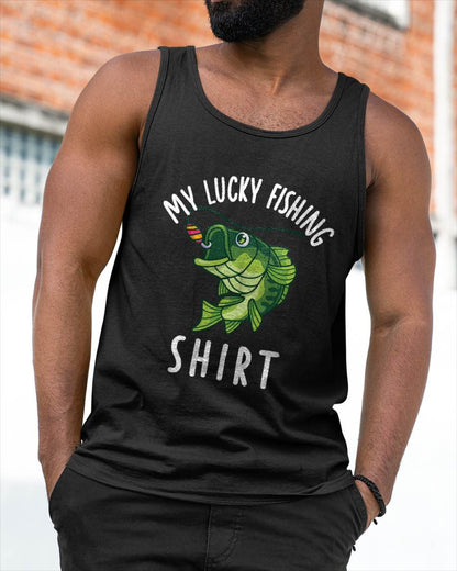 Youth Boy My Lucky Fishing-Shirt Funny Bass Fish Dad Gift T-Shirt