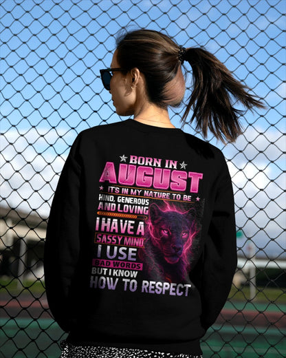 Born in August T-Shirt – Sassy Mind, Respect Quote Panther Design - FMA NINA08 (SKU09-24-08)