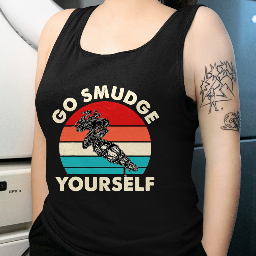 Native American T-Shirts, Vintage Native American Unisex T-Shirt/Hoodie/Sweatshirt HLT00 - Go Smudge Yourself Native American Funny Smudging Feather T-Shirt (1)