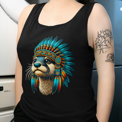 Native American T-Shirts, Vintage Native American Unisex T-Shirt/Hoodie/Sweatshirt HLT00 - Native Indian Otter Native American Indian Feathers T-Shirt (1)