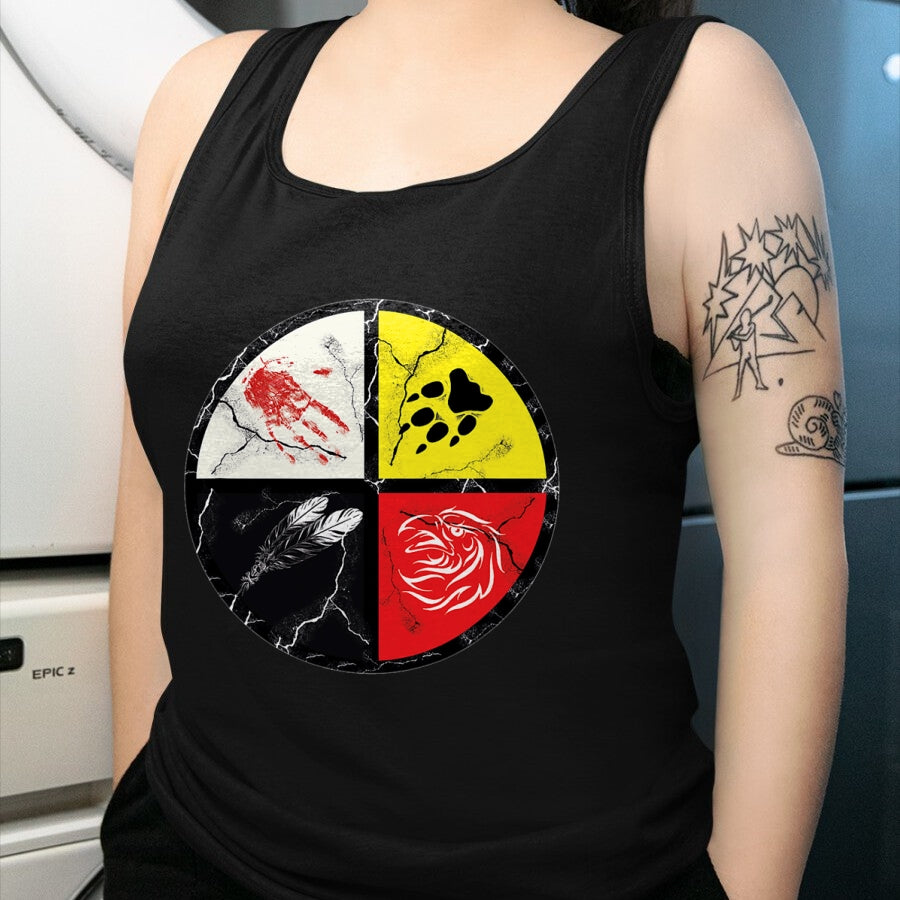 Native American T-Shirts, Vintage Native American Unisex T-Shirt/Hoodie/Sweatshirt HLT00 - Native American Medicine Wheel T-Shirt (1)