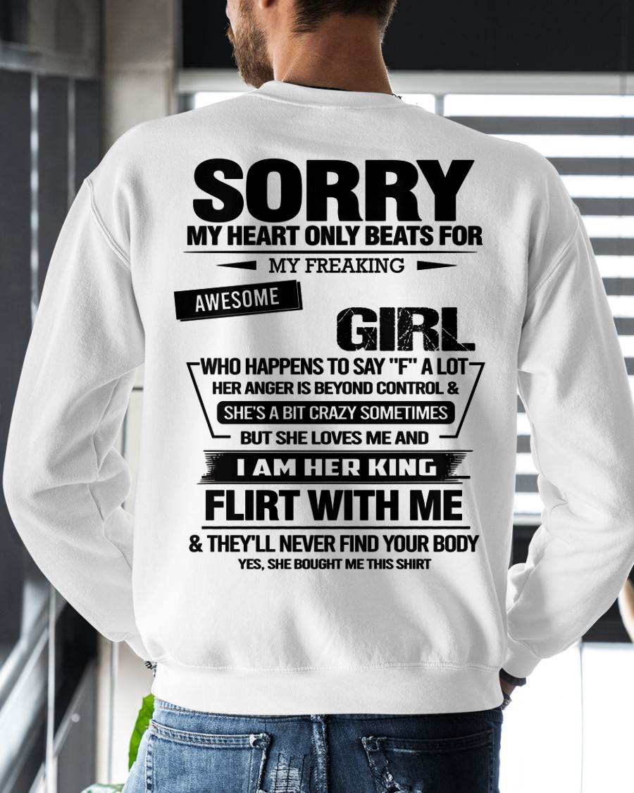 SORRY MY HEART ONLY BEATS FOR MY FREAKING AWESOME GIRL - FROM WIFE - NINA00 (SKU26T-01-59-00)