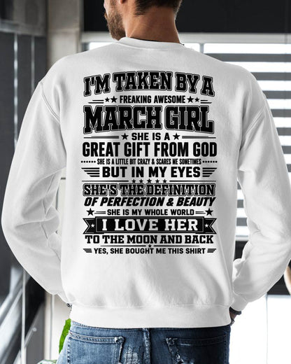 MARCH - I'm Taken By A Freaking Awesome Girl Shirt – Gift for your Boyfriend or Husband from wife - NINA03 (SKU2606-320-03)