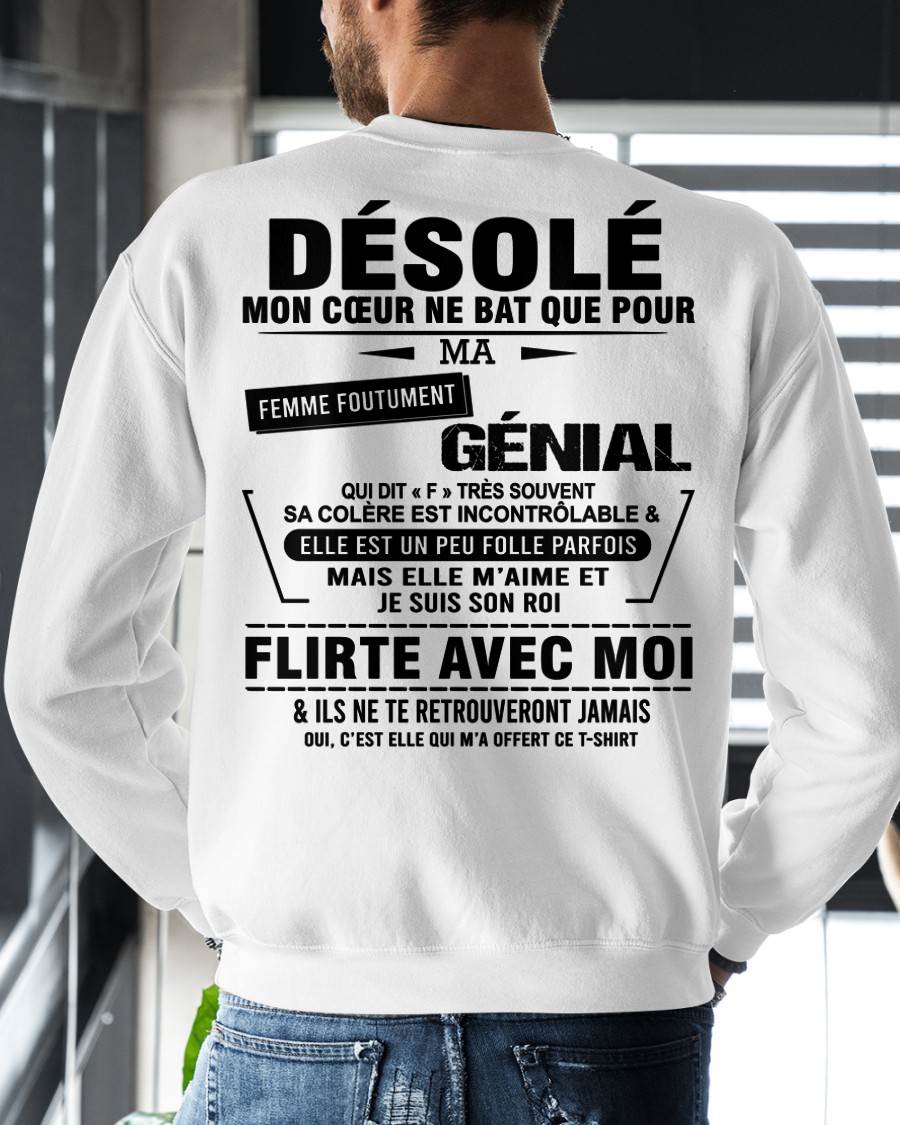 DÉSOLÉ, MON CŒUR NE BAT QUE POUR MA FEMME FOUTUMENT GÉNIALE —  DE SA FEMME - FR00 / NINA00 (SKU26T-01258-00)
