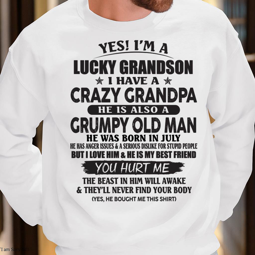 JULY - LUCKY GRANDSON OF CRAZY GRANDPA -  PERFECT GIFT FROM GRANDPA - NINA07 (SKU12-145-07)