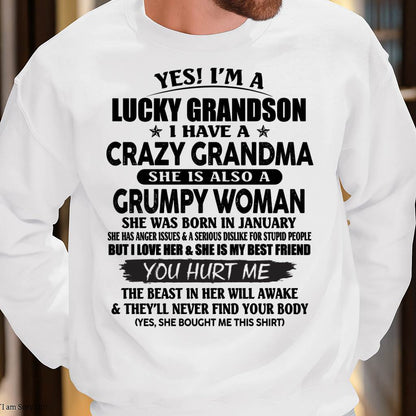 JANUARY - LUCKY GRANDSON OF CRAZY GRANDMA -  PERFECT GIFT FROM GRANDMA - NINA01 (SKU12-113-01)