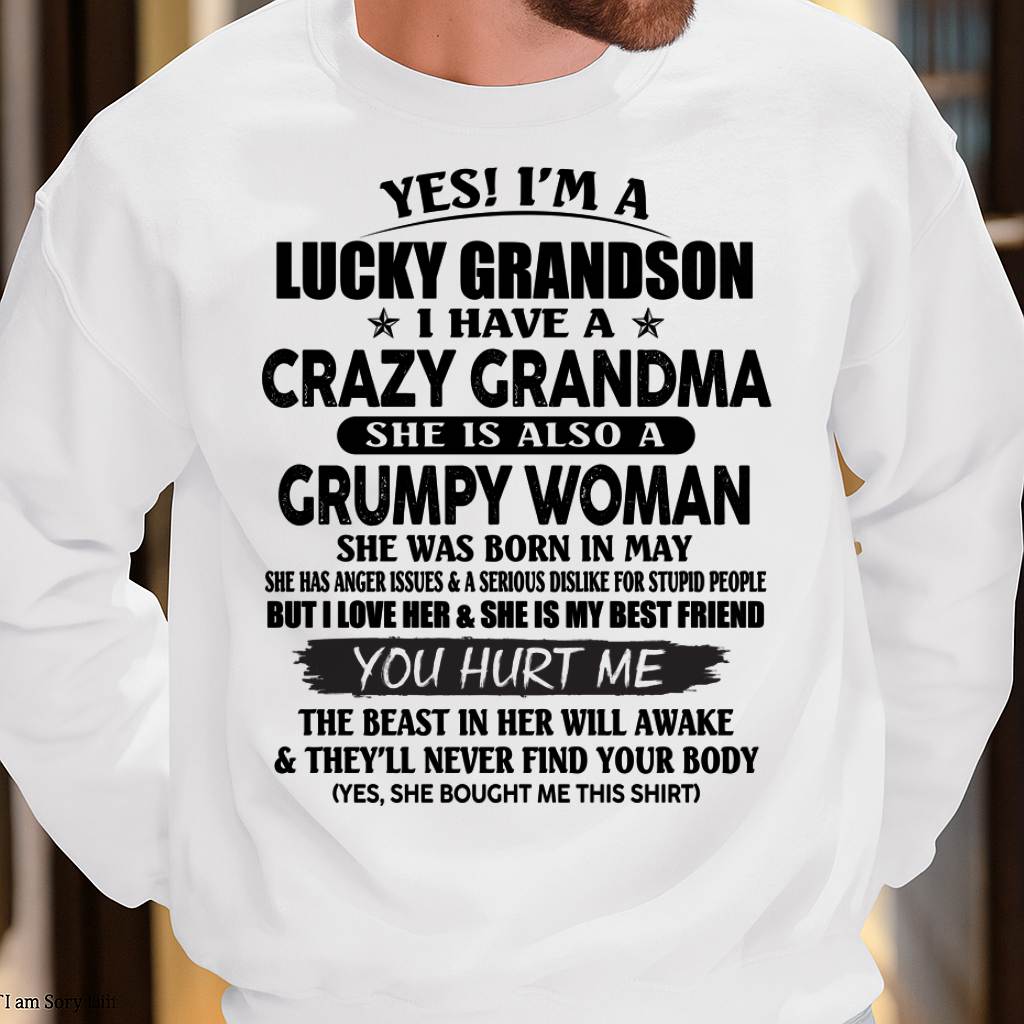 MAY - LUCKY GRANDSON OF CRAZY GRANDMA -  PERFECT GIFT FROM GRANDMA - NINA05 (SKU12-113-05)