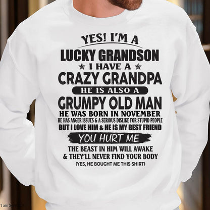 NOVEMBER - LUCKY GRANDSON OF CRAZY GRANDPA -  PERFECT GIFT FROM GRANDPA - NINA11 (SKU12-145-11)