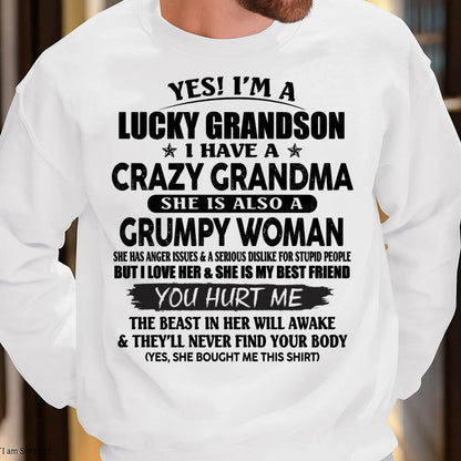 LUCKY GRANDSON OF CRAZY GRANDMA -  PERFECT GIFT FROM GRANDMA - NINA00 (SKU12-113-00)