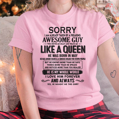 May - Sorry I am already taken by a freaking awesome guy - Gift for Wife From Husband - NINA05 (SKU08-25-05)