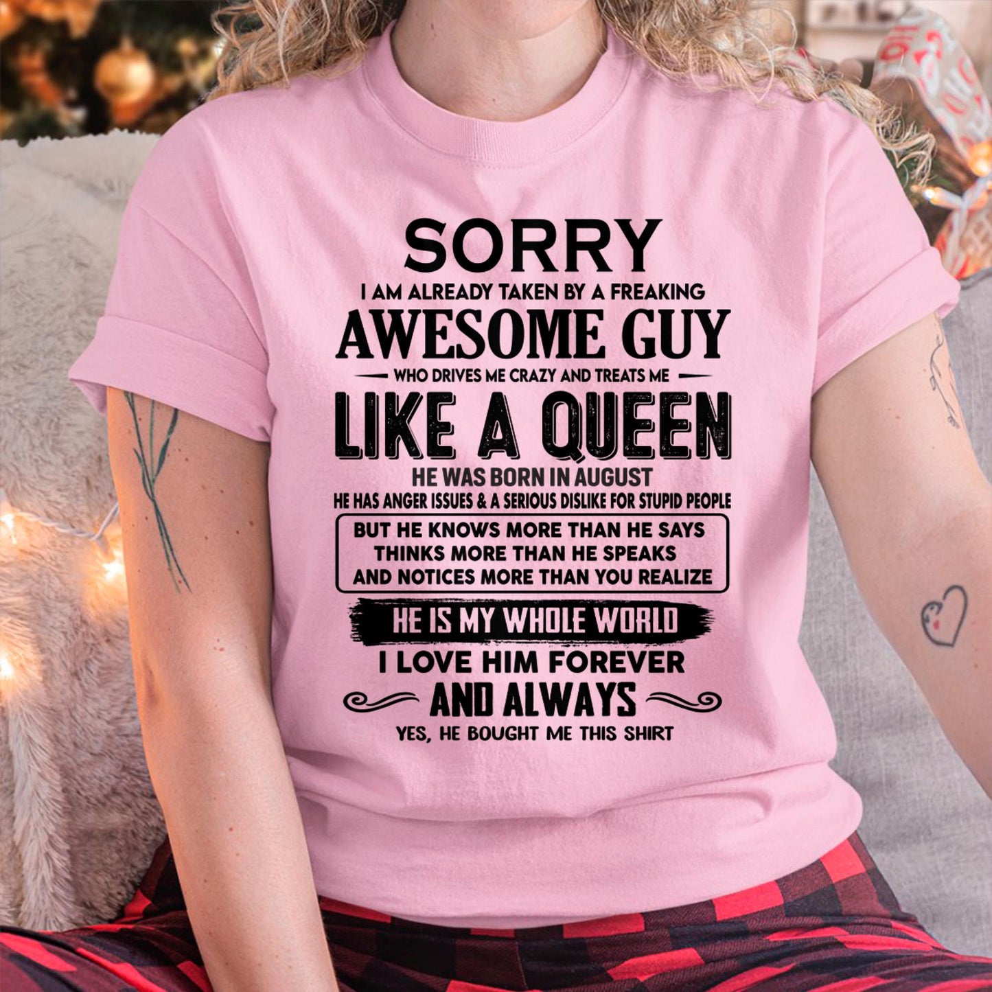 August - Sorry I am already taken by a freaking awesome guy - Gift for Wife From Husband - NINA08 (SKU-SRG-08)