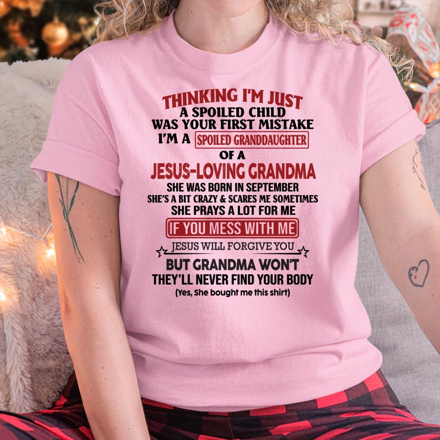 Christian Girl Shirt – Spoiled by Grandma September Edition – From Grandma to Granddaughter NINA09 (SKU07-181-09)