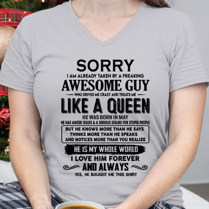 May - Sorry I am already taken by a freaking awesome guy - Gift for Wife From Husband - NINA05 (SKU-SRG-05)