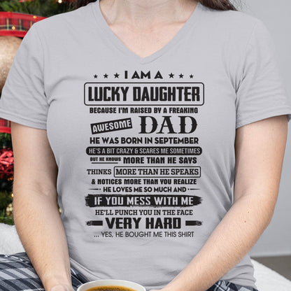 September - Lucky Daughter of Awesome Dad - Perfect Gift For Daughter From Dad - nina09 (SKU08-47-09)