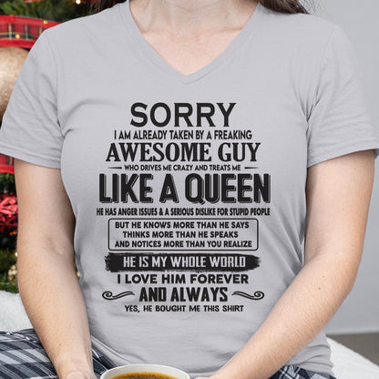 Sorry I am already taken by a freaking awesome guy - Gift for Wife From Husband - NINA00 (SKU08-25-00)