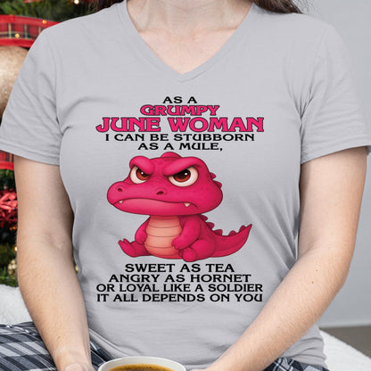 Born in June – Grumpy Woman Quote Funny Alligator Design, Stubborn Sweet Angry Loyal – FMA NINA06 (SKU09-31-06)